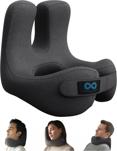 Neck Pillow for Airplanes – Memory Foam Travel Headrest for Flying