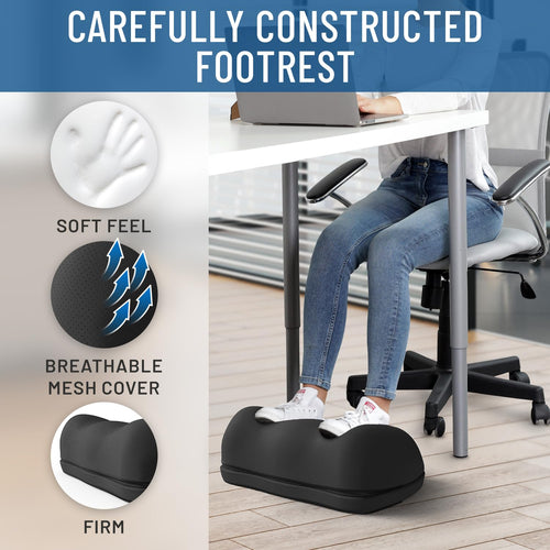Elevate Series by Everlasting Comfort Adjustable Cloud Foot Rest for Under Desk at Work with Pressure Point Nodes - Comfortable Memory Foam Office Foot Stool & Desk Pillow, Gaming & Home Accessories