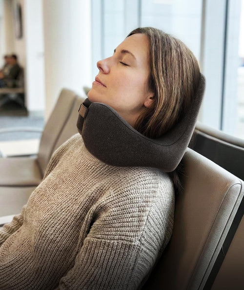 Neck Pillow for Airplanes – Memory Foam Travel Headrest for Flying