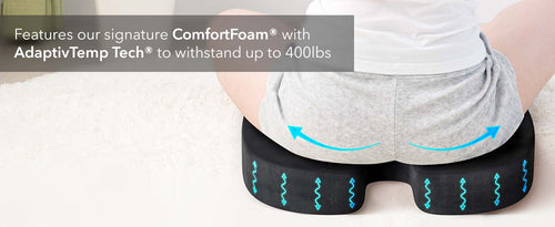 Everlasting Comfort Memory Foam Car Seat Cushion for Long Driving - Back Pain, Sciatica, Tailbone Pain Relief - Adult Booster Wedge Seat Cushions for Car, Truck Seats - Non-Slip, Washable Cover