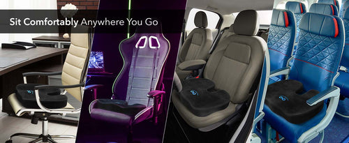 Everlasting Comfort Memory Foam Car Seat Cushion for Long Driving - Back Pain, Sciatica, Tailbone Pain Relief - Adult Booster Wedge Seat Cushions for Car, Truck Seats - Non-Slip, Washable Cover