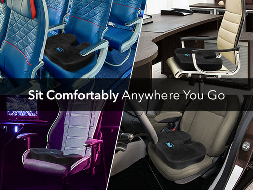 Everlasting Comfort Memory Foam Car Seat Cushion for Long Driving - Back Pain, Sciatica, Tailbone Pain Relief - Adult Booster Wedge Seat Cushions for Car, Truck Seats - Non-Slip, Washable Cover