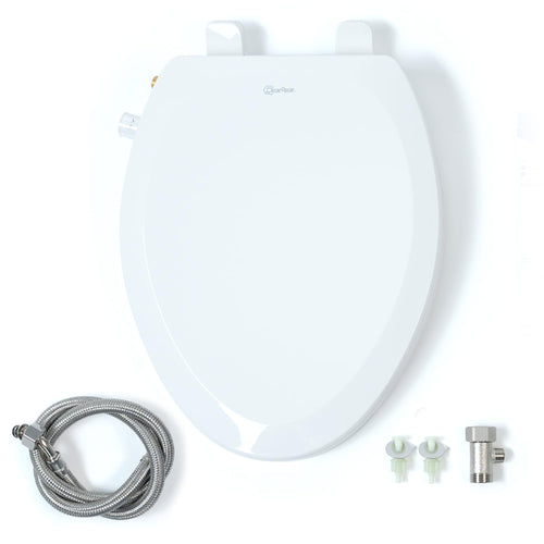 CLEAR REAR Elongated Bidet Toilet Seat – Non Electric Attachment for Toilets, Easy to Install Self Cleaning, Rear & Feminine Wash Nozzles, Adjustable Water Sprayer, Eco Friendly Hygienic Upgrade