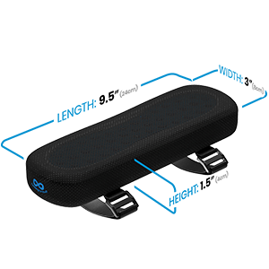Arm Rest Pads: 9.5 inch length, 1.5 inch height, 3 inch width