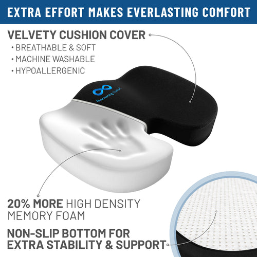Seat Cushion, Back Cushion and Foot Rest Bundle - Memory Foam Support for All-Day Comfort