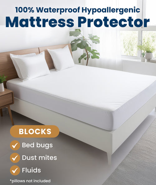 Queen Mattress Protector Waterproof - 2 Pillow Protectors Included, Machine Washable