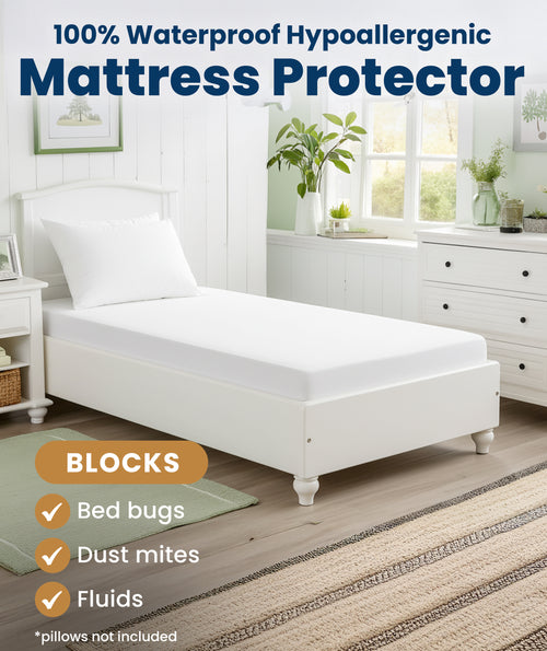 Twin Mattress Protector Waterproof - 2 Pillow Protectors Included, Machine Washable