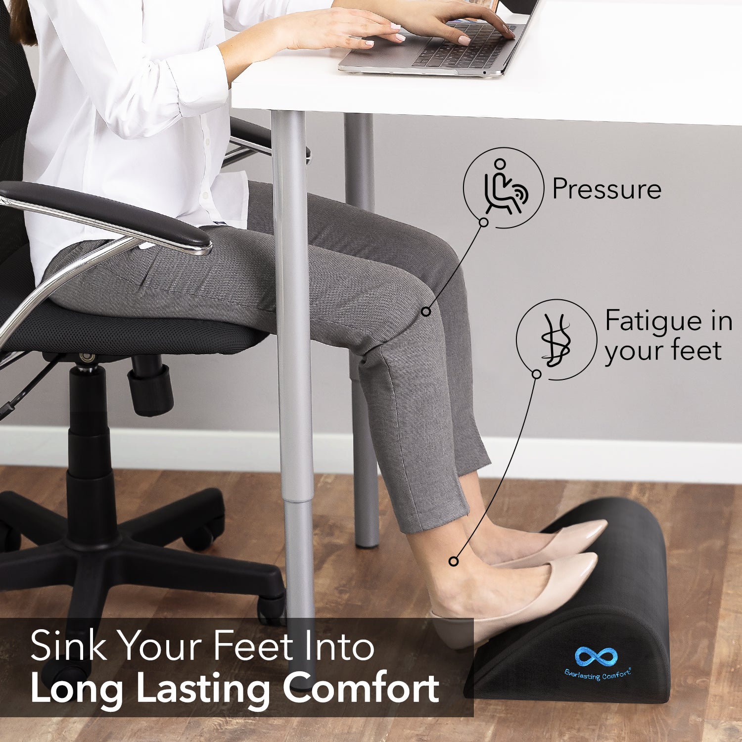 Everlasting Comfort Foot Rest for Under Desk at Work with Premium