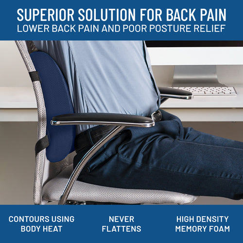 Lumbar Support Pillow, Memory Foam Cushion Back Support Pillow for Lower  Back Pain Relief, Back Support Cushion Back Pillow for Office Chair, Car,  Bed