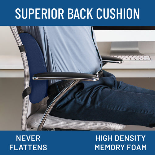 Everlasting Comfort Lumbar Support Pillow for Office Chair - Memory Foam Back Cushion for Car Seat - Promotes Better Posture, Back Pain Relief - Ideal Gaming and Desk Chairs Work and Home Essentials