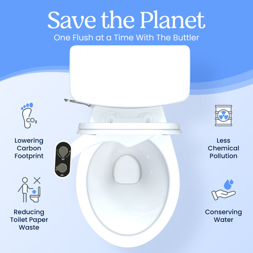 CLEAR REAR Bidet Attachment for Toilet Seat - Non-Electric, Self-Cleaning Dual Nozzle, Adjustable Water Pressure, Rear & Feminine Wash, Toilet Bidet Hygienic Bathroom Upgrade (White)