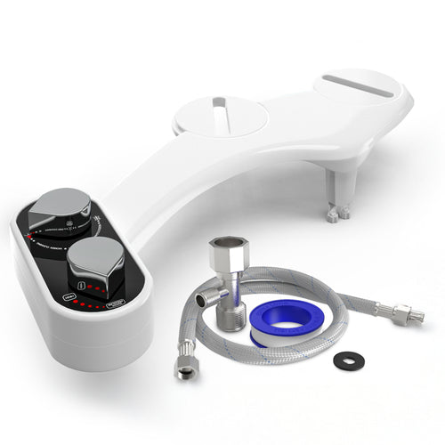 CLEAR REAR Bidet Attachment for Toilet Seat - Non-Electric, Self-Cleaning Dual Nozzle, Adjustable Water Pressure, Rear & Feminine Wash, Toilet Bidet Hygienic Bathroom Upgrade (White)
