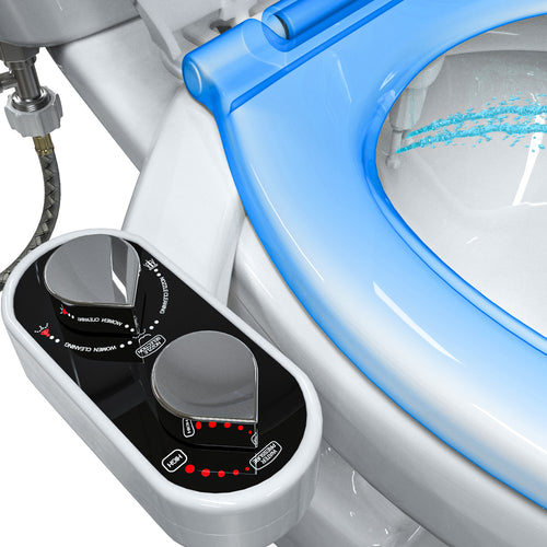 CLEAR REAR Bidet Attachment for Toilet Seat - Non-Electric, Self-Cleaning Dual Nozzle, Adjustable Water Pressure, Rear & Feminine Wash, Toilet Bidet Hygienic Bathroom Upgrade (White)