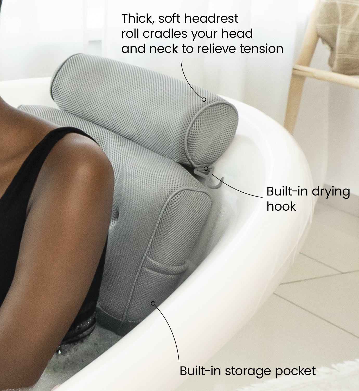 ADLEY Bath Pillow (Neck Support & Suction Cups)