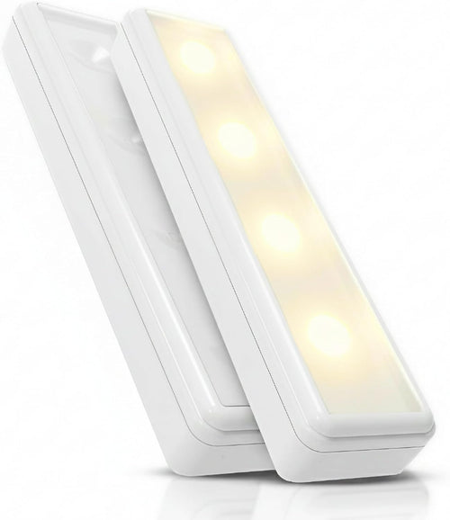 Pack of 2 Wireless LED Stick on Lights Battery Operated Under Cabinet Lighting - 8.5 Inches Long - 65 Lumens Push Light for Kitchen, Closet, and Countertops