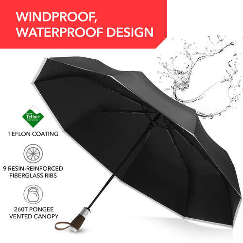 Repel Premium Umbrella Windproof Travel Umbrella - Easy Auto Open Close, Durable & Compact