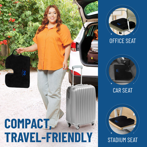 Car and Truck Seat Cushion - Firm High Density Memory Foam Wedge Cushion