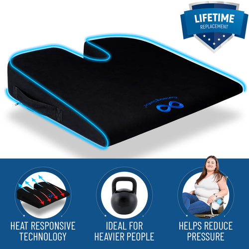 Car and Truck Seat Cushion - Firm High Density Memory Foam Wedge Cushion