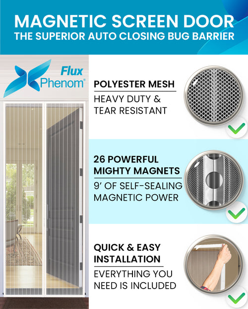 The Original Flux Magnetic Screen Door 38"x82" - White