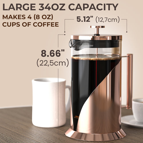 Stainless Steel French Press Coffee Maker - 34oz Insulated Coffee Press