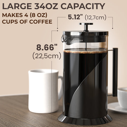 Stainless Steel French Press Coffee Maker - 34oz Insulated Coffee Press