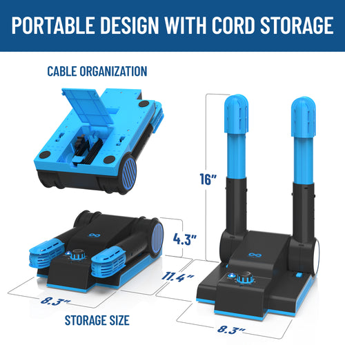 Foldable & Compact Boot Dryer & Boot Warmer with Timer, Fast 2-Hour Drying, Quiet Operation, Heavy-Duty Shoe Dryer for Work Boots, Sneakers, Gloves, Helmets, and More – 2-Tube Design