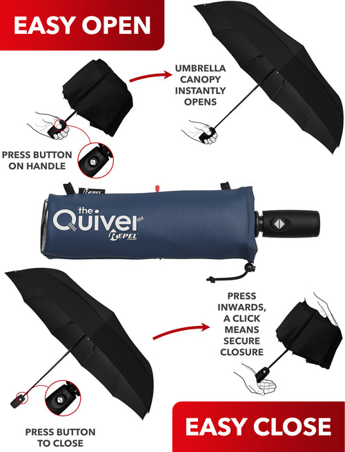 Repel Umbrella and Travel Case - Windproof Travel Umbrella and Portable Case
