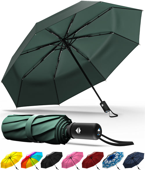 Rain-Mate Compact Travel Stick Umbrella - Portable Folding Windproof Umbrella - Auto Open & Close Button