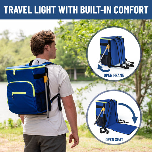 3-in-1 Cooler Backpack with Built-in Folding Chair - Insulated, Leakproof & Spacious