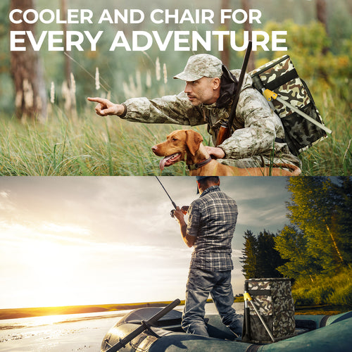 Insulated Cooler Backpack Chair, Built-in Folding Chair