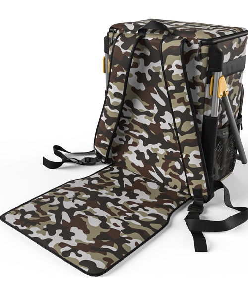 Insulated Cooler Backpack Chair, Built-in Folding Chair