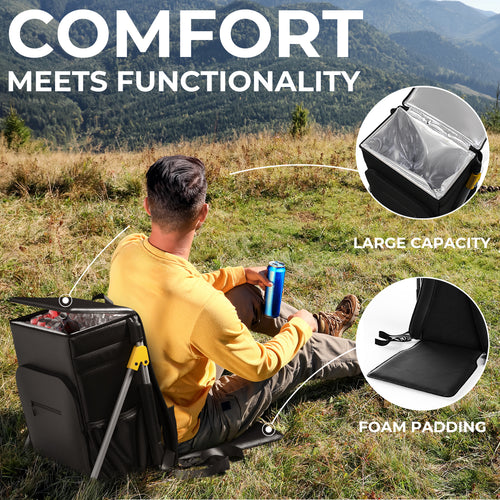 Insulated Cooler Backpack Chair - with Built-in Folding Chair