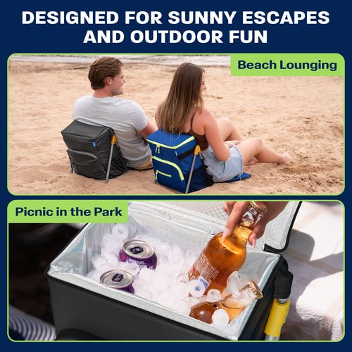 Insulated Backpack Cooler with Foldable Seat - 40 Cans, 24 Hour Cooling, Breathable Straps, Lightweight Leak Proof Liner, Portable Cooler Backpack Bag for Men Women Beach Travel Camping Picnic Hiking