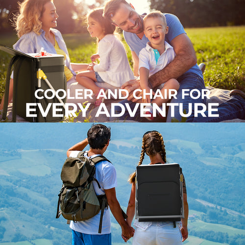Insulated Cooler Backpack Chair - with Built-in Folding Chair