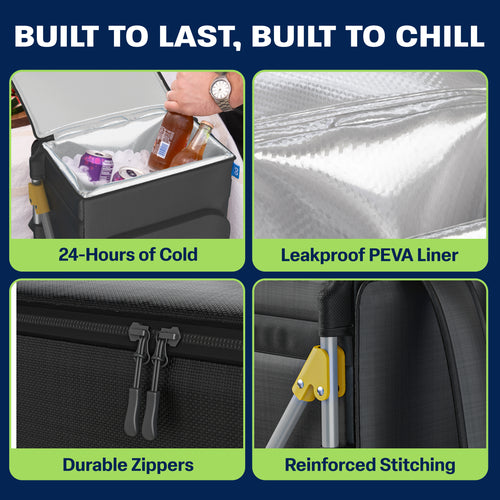 Insulated Backpack Cooler with Foldable Seat - 40 Cans, 24 Hour Cooling, Breathable Straps, Lightweight Leak Proof Liner, Portable Cooler Backpack Bag for Men Women Beach Travel Camping Picnic Hiking