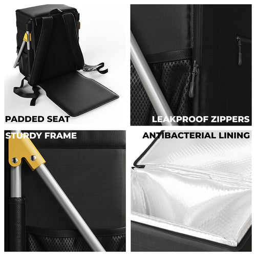 Insulated Cooler Backpack Chair - with Built-in Folding Chair