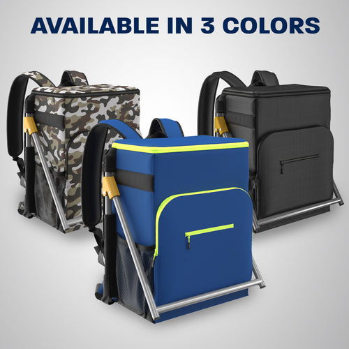 Insulated Backpack Cooler with Foldable Seat - 40 Cans, 24 Hour Cooling, Breathable Straps, Lightweight Leak Proof Liner, Portable Cooler Backpack Bag for Men Women Beach Travel Camping Picnic Hiking