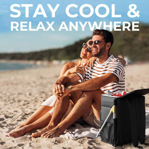 Insulated Cooler Backpack Chair - with Built-in Folding Chair