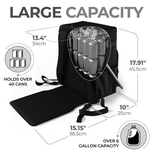 Insulated Cooler Backpack Chair - with Built-in Folding Chair