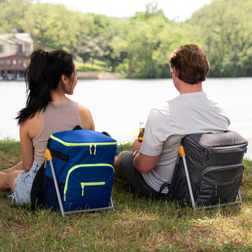 Insulated Backpack Cooler with Foldable Seat - 40 Cans, 24 Hour Cooling, Breathable Straps, Lightweight Leak Proof Liner, Portable Cooler Backpack Bag for Men Women Beach Travel Camping Picnic Hiking