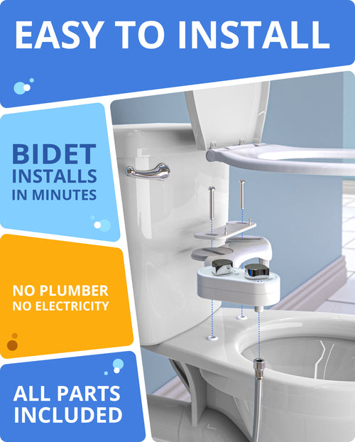 Bidet Attachment for Toilet - Self-Cleaning Dual Nozzle with Adjustable Water Pressure - Easy Installation
