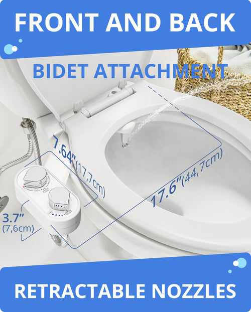 Bidet Attachment for Toilet - Self-Cleaning Dual Nozzle with Adjustable Water Pressure - Easy Installation