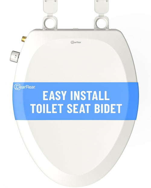 CLEAR REAR Bidet Attachment for Toilet Seat - Non-Electric, Self-Cleaning Dual Nozzle, Adjustable Water Pressure, Rear & Feminine Wash, Toilet Bidet Hygienic Bathroom Upgrade (White)