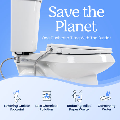 CLEAR REAR Bidet Attachment for Toilet Seat - Non-Electric, Self-Cleaning Dual Nozzle, Adjustable Water Pressure, Rear & Feminine Wash, Toilet Bidet Hygienic Bathroom Upgrade (White)