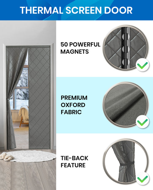 Upgraded Magnetic Insulated Screen Door - Keep Cool Air In During the Warmer Months