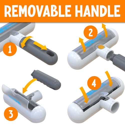 Triton Travel Pet Hair Removal Tool w/Fur Trapping Compartment and Detachable Handle, 60% Smaller Storage Size, Reusable Shedding Roller, Cat and Dog Hair Remover for Furniture, Couch (Gray/White)