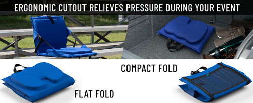Everlasting Comfort Stadium Seats with Back Support - Adjustable Memory Foam Bleacher Chairs with Back and Cushion, Portable, Easy Folding Stadium Seat Cushion with Storage Pocket