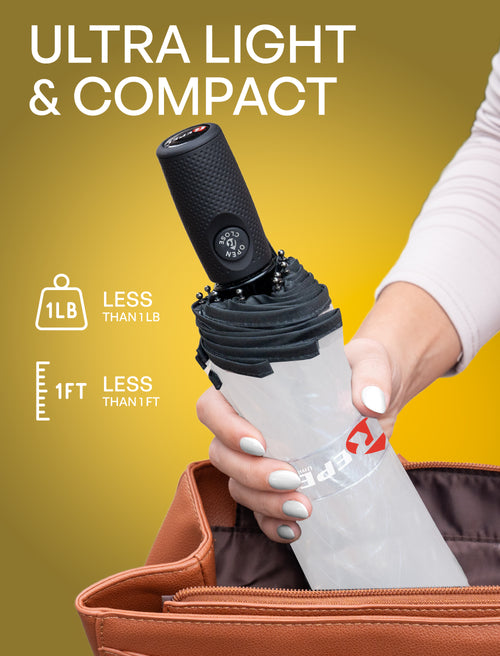 REPEL Windproof Travel Umbrella - Compact & Withstands Winds up to 85MPH, Strongest Premium Auto Folding Umbrella for Rain and Sun - Durable, Light & Portable for Women & Men, Fits Backpack & Cars