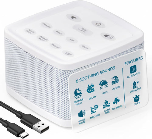 Big Red Rooster White Noise Machine for Sleeping – Baby & Kids Sound Machine with Rain, Nature & Ocean Sounds – Portable Sleep Noise Maker with Timer, Bluetooth & USB/3 AAA Power – Travel & Home Use