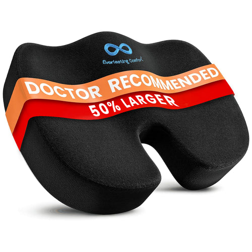 Everlasting Comfort Doctor Recommended Memory Foam Seat Cushion for Office Chairs & Car - Ergonomic Office Desk Accessories - Cushions for Tailbone Pain Relief, Sciatica & Back Support Pillow